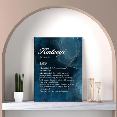 Vista 5 de LEXSIVO Kintsugi Definition - Lienzo decorativo para pared, decoración de oficina en casa, pintura de definición de Kintsukuroi japonés, 12 x 15