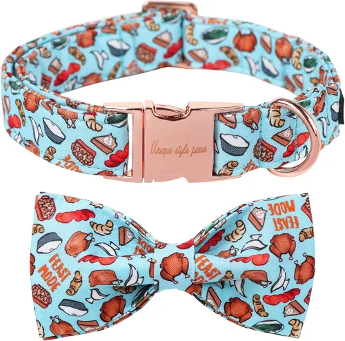 Vista 23 de Unique style paws - Collar de otoño para perros con lazo, collar para cachorros, regalo para mascotas, collar ajustable para perro, collares