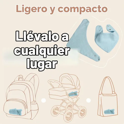 Vista 6 de Paquete de 8 baberos de muselina 100% algodón, baberos ajustables para bebés de 0 a 36 meses, niños y niñas