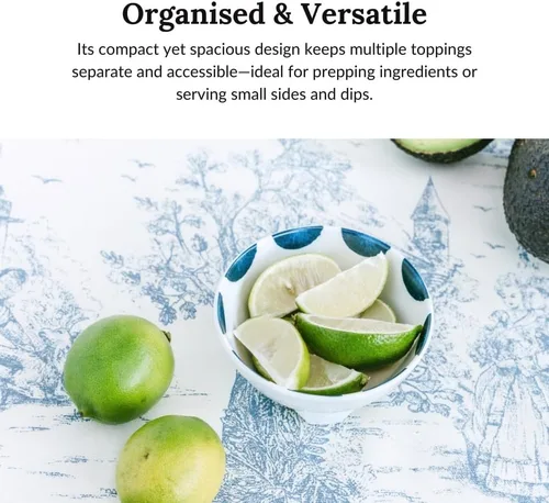 Vista 3 de Prepara Coastal Stripe Taco Prep Bowl, azul/blanco