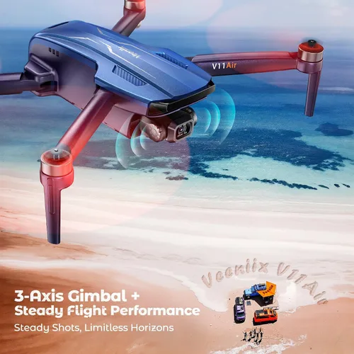 Vista 4 de V11Air Drone con cámara UHD 6K para adultos, cardán sin escobillas de 3 ejes, video 4K/30FPS, tiempo de vuelo de 70 minutos con 2