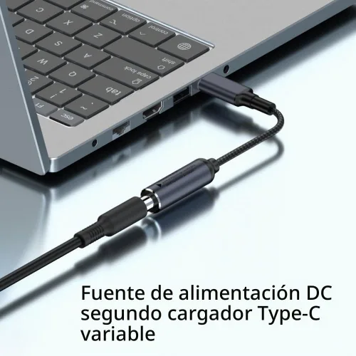 Vista 2 de DC 0.291 in x 0.197 in entrada hembra a USB C PD macho cable de carga de alimentación, 100 W DC7450 a USB tipo C PD salida 5V/9V/20V cable con chip