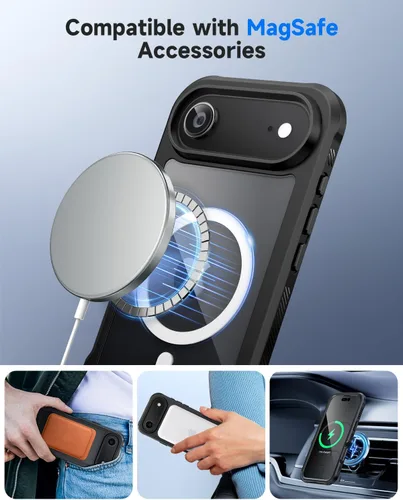 Vista 6 de seacosmo para iPhone Air Funda, Carcasa Completa con Protector de Privacidad de Vidrio Templado 9H Integrado y Protector de Lente de Cámara