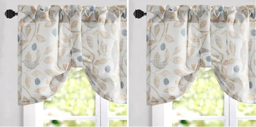 Vista 23 de VOGOL Cenefa floral negra para ventanas, patrón de pájaro, 52 x 18 pulgadas *Pájaro dorado