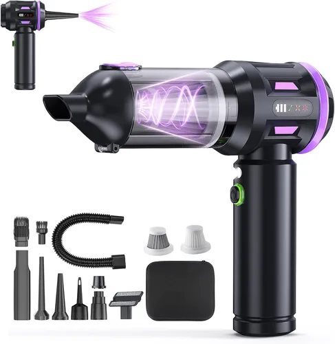 Vista 9 de Aspiradora de mano inalámbrica para automóvil, succión fuerte de 22000 Pa con motor sin escobillas, filtro HEPA, filtro de metal lavable adicional