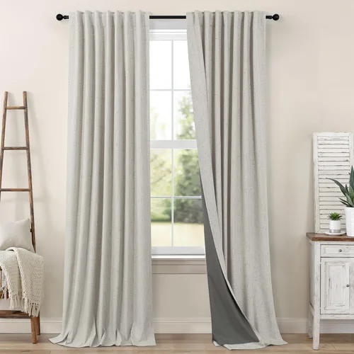 Vista 46 de Pitalk Cortinas cortas 100% opacas de lino para cafetería, 40 pulgadas de largo, 2 paneles, cortinas de puerta francesa para ventana, cortina