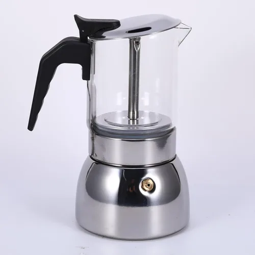 Vista 8 de Houkiper Cafetera de café expreso, 4 tazas de acero inoxidable de 6.8 fl oz, cafetera italiana, cafetera de cristal transparente, cafetera moca