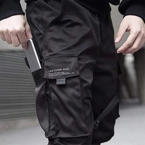 Vista 4 de Pantalón Astellarie informal, varios bolsillos, de moda, para correr, gimnasio, con cordón, estilo cargo, para hombre