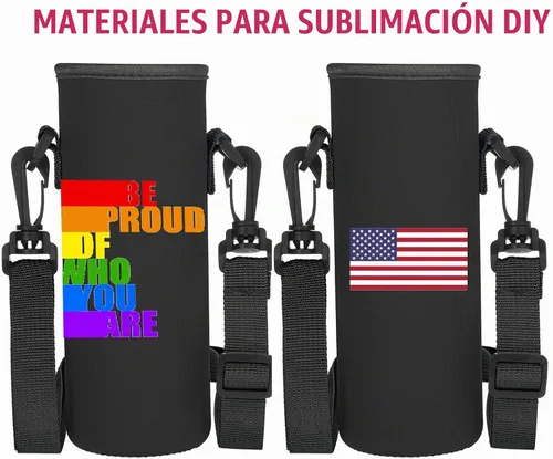 Vista 3 de Rtteri 6 soportes de neopreno para botellas de agua con correa ajustable Negro