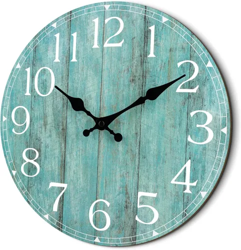 Vista 16 de Reloj de pared de 8 pulgadas, reloj analógico silencioso con pilas A-azul Blanco Marrón