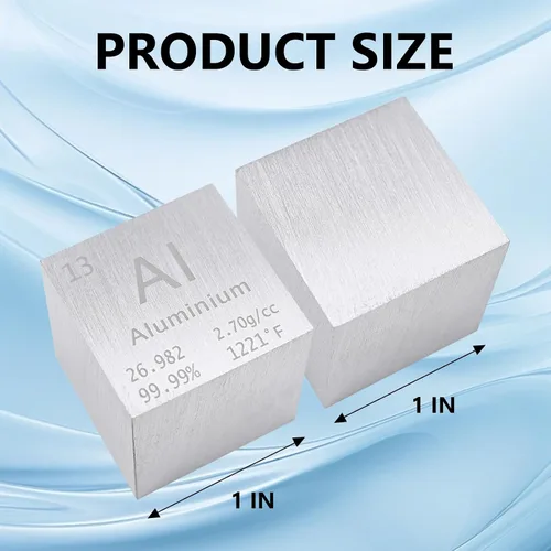 Vista 2 de Cubo de elementos de aluminio puro 99.99 % de 1.000 in/1 pulgada de densidad, para colección de elementos, enseñanza de ciencias y regalo creativo