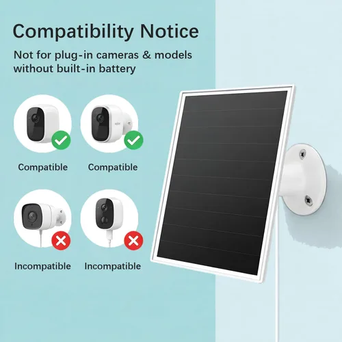 Vista 4 de Panel solar de 6W para cámara de seguridad al aire libre con micro USB y USB-C, cargador de panel solar para cámara de batería, se ajusta a