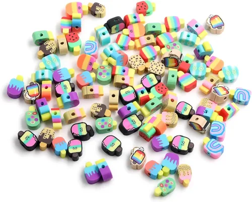 Vista 44 de 100 piezas de cuentas de arcilla polimérica Heishi espaciadoras mixtas, suministros para hacer pulseras, pendientes, collares de bricolaje, Bandera