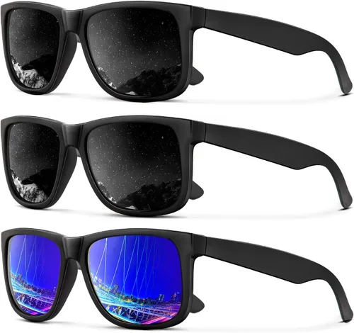 Vista 20 de KALIYADI Sunglasses Men Polarized Sun glasses for Mens Womens Classic Matte Black Frame UV Protection 3pack negro + negro + amarillo + amarillo