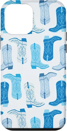 Vista 16 de Cowboy Boot Illustration Preppy Western Pastel Blue and Cyan Case for iPhone 17