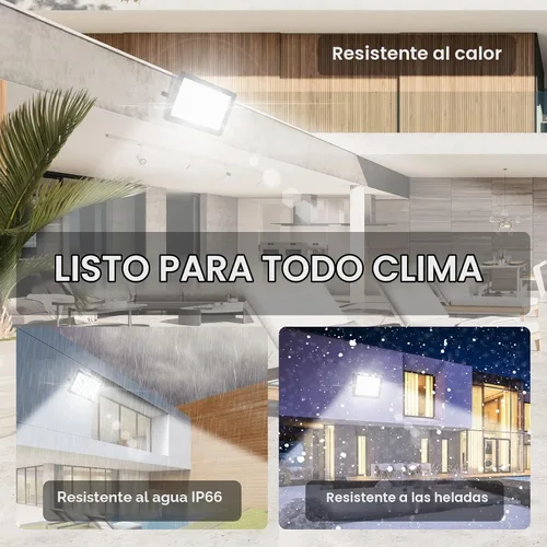 Vista 3 de YANYCN Pack de 3 luces LED de 100 W para exterior, luces de seguridad superbrillantes de 11600 lm con enchufe, luces de inundación IP66 impermeables
