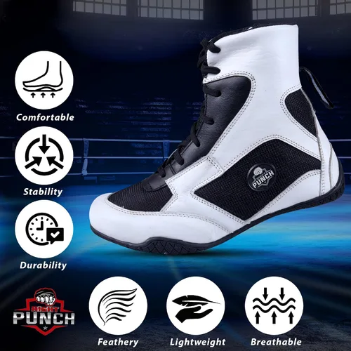 Vista 4 de Rightpunch - Zapatos de boxeo transpirables para hombres, mujeres y jóvenes Zapatos de boxeo antideslizantes y ligeros con suela de goma