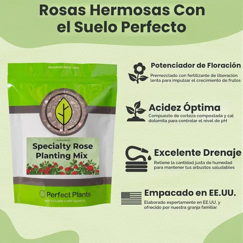 Vista 3 de Perfect Plants - Mezcla especial para plantar rosas Nutrientes prémium para rosas en flor como Drift, Knockout y reliquia (4 cuartos de galón)
