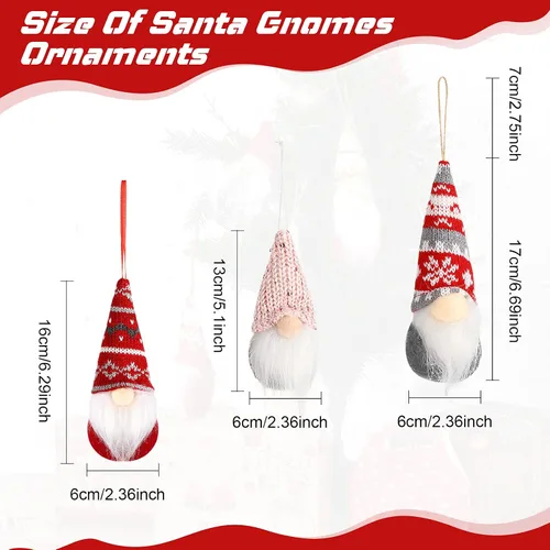 Vista 2 de 22 piezas de gnomos para árbol de Navidad, adornos colgantes hechos a mano, gnomos suecos Tomte, gnomos suecos, hechos a mano, gnomos de felpa, Papá