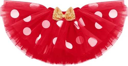 Vista 4 de Conjunto de falda de princesa con diseño de lunares para bebé, para el primer cumpleaños de niñas
