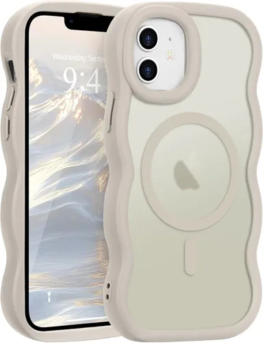 Vista 36 de Pepmune - Funda para iPhone 12 Pro Max con marco ondulado y estructura rígida, color mate claro, cubierta trasera unisex, compatible con Magsafe