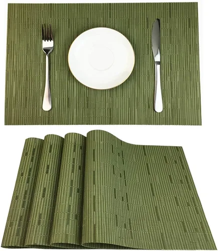 Vista 14 de WAZAIGUR Juego de 4 manteles individuales para mesa de comedor, resistentes al calor, lavables, manteles individuales de vinilo tejido, fáciles