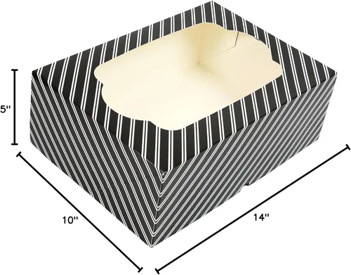 Vista 7 de Global Sugar Art - Caja de 14 x 10 x 5 pulgadas con ventana, color negro, 5 Rayas negras
