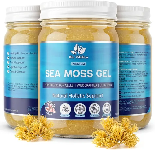 Vista 16 de BioVitalica - Gel de musgo marino irlandés crudo orgánico – Calidad premium – Dr. Sebi, superalimento vegano para células – Gel de masa marina 100%