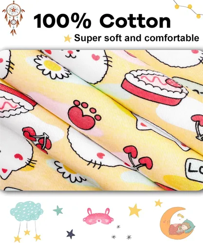 Vista 5 de Pijamas para niñas de 4 piezas, 100% algodón, talla 18 meses-12 años