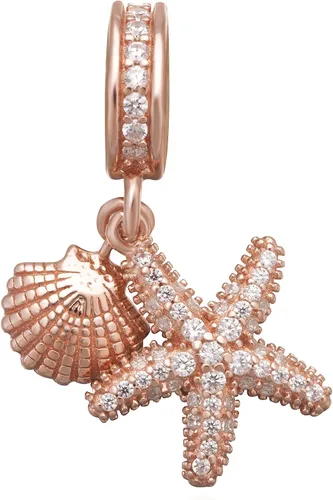 Vista 2 de Abalorios de estrella de mar de mar de plata de ley 925 colgantes espaciadores con piedra CZ para pulseras Pandora