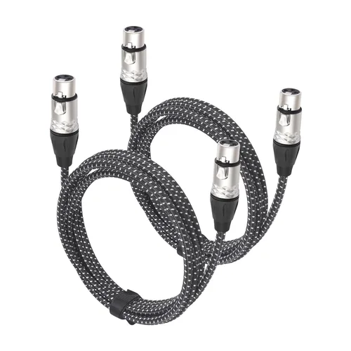 Vista 12 de Cable de micrófono XLR hembra a hembra de 6 pies, cables de conexión de micrófono equilibrados de 3 pines, cable DMX XLR hembra a hembra