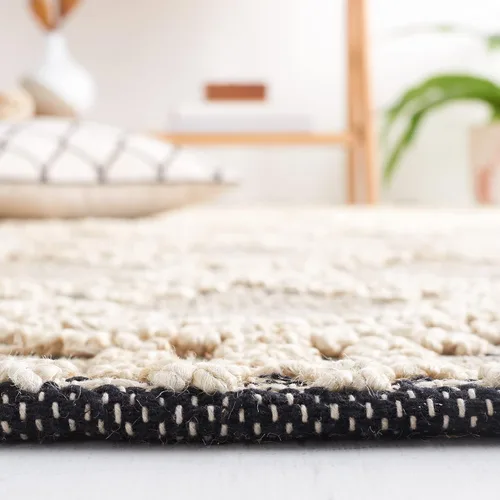 Vista 4 de SAFAVIEH Natural Fiber Collection NF383A - Alfombra de pasillo de 2 pies 3 pulgadas x 8 pies, color rubor y negro, tejido plano, diseño geométrico