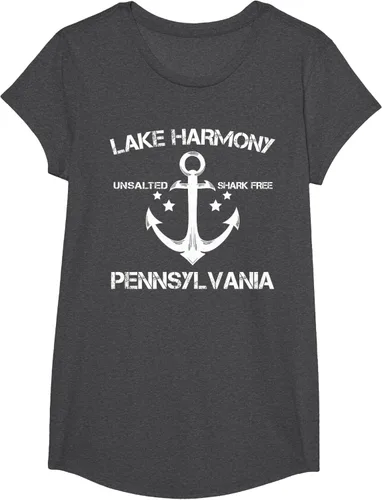 Vista 45 de Playera divertida de Lago Harmony Pennsylvania para acampada o pesca Negro