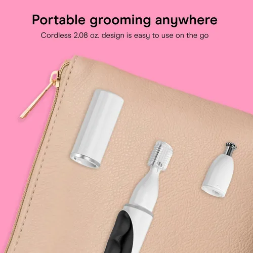 Vista 5 de Conair GIRLBOMB Recortador de Pelo de Nariz para Mujeres, Eliminación de Vello Facial para Mujeres Funciona con Pilas, Hoja Biselada 360°