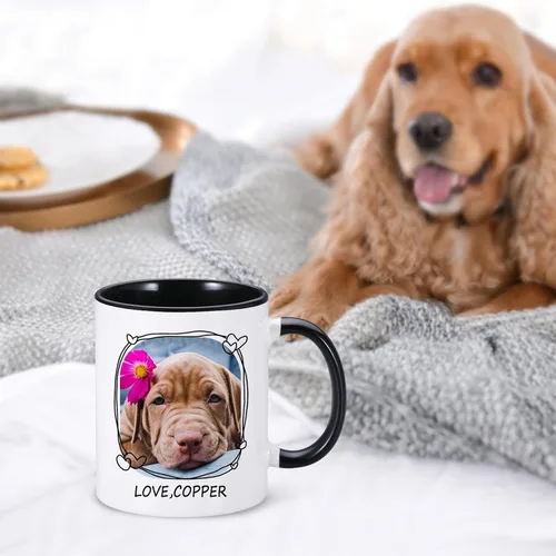 Vista 6 de Taza personalizada para mascotas, tazas de café personalizadas para perros con foto de nombre, tazas de perro de 11 onzas para hombres, tazas