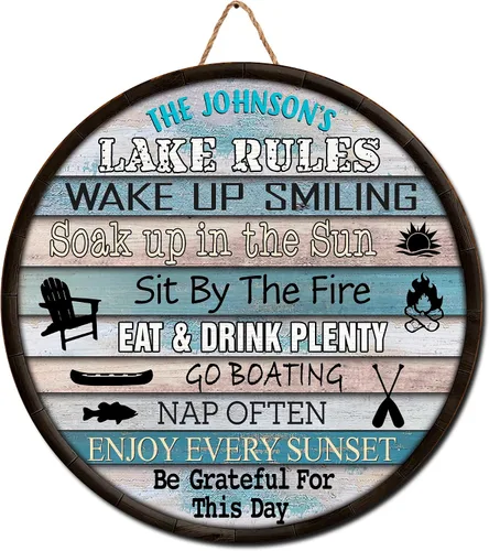 Vista 11 de V VIBEPY Letreros personalizados de Lake House, Life Is Better When Spent With Family and Friends de 8, 12, 14, 18 pulgadas, letreros impresos