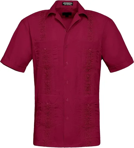 Vista 2 de Camisa cubana plisada ligera y bordada Guayabera para hombre