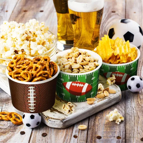 Vista 2 de Mimorou 80 unidades de suministros de fiesta de fútbol, cuencos de 9 onzas, cuencos de fútbol para el día del juego, tazas de papel, cuenco de papel
