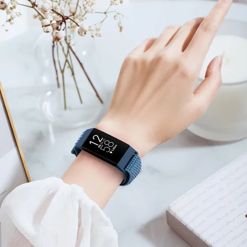 Vista 6 de Correas de reloj de nailon compatibles con Fitbit Charge 4/Charge 3/SE, pulsera de repuesto transpirable suave para deporte, correa con banda