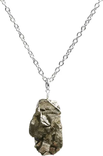 Vista 8 de Gempires - Collar con colgante de piedra de pirita natural para mujer, joyería de piedras preciosas de cristal crudo, latón hipoalergénico de 18
