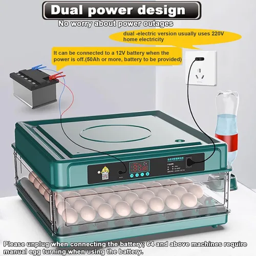 Vista 7 de 98/120/128 Egg Incubator with Automatic Turning, Temperature & Humidity Control - Digital Hatcher for Home & Lab Brooding (98)