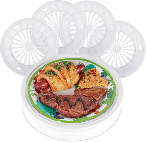 Vista 10 de Tessco for you 12 piezas de soportes reutilizables de plástico para platos de papel de 10 pulgadas, juego de soportes de plástico resistentes