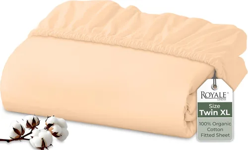 Vista 31 de Royale Linens Sábana bajera ajustable de 100% algodón orgánico - Tejido de percal - Sábanas bajeras de bolsillo profundo súper suaves - Sábana