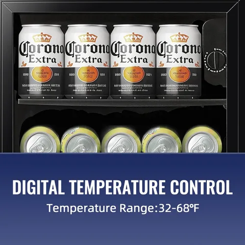 Vista 3 de Refrigerador de bebidas de 1.3 pies cúbicos, mini refrigerador para refrescos, cerveza o latas, enfriador de bebidas personal, 7 modos, estantes