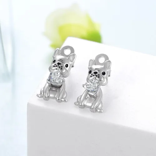 Vista 2 de YorkieFrench Bulldog Earrings 925 Sterling Silver Dog Earrings for Women Dog Jewelry Gifts for Women