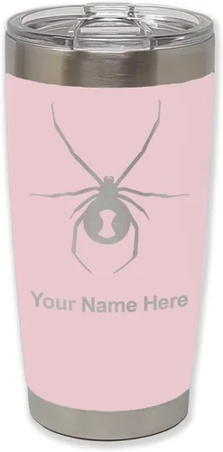 Vista 14 de LaserGram Vaso aislado al vacío de 20 onzas, araña viuda negra, grabado personalizado incluido (negro)