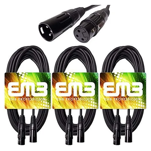 Vista 7 de EMB Audio - Cable de altavoz blindado profesional XLR macho a hembra para uso con DJ, hogar, micrófono, instrumento y altavoz
