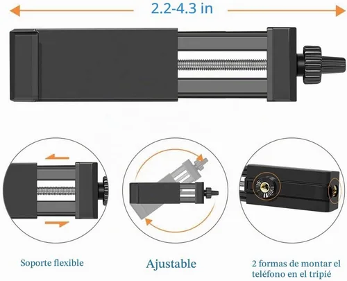 Vista 6 de Trípode para teléfono celular de 27 pulgadas a 80 pulgadas, soporte de video ajustable para iPhone y cámara, grabación de video