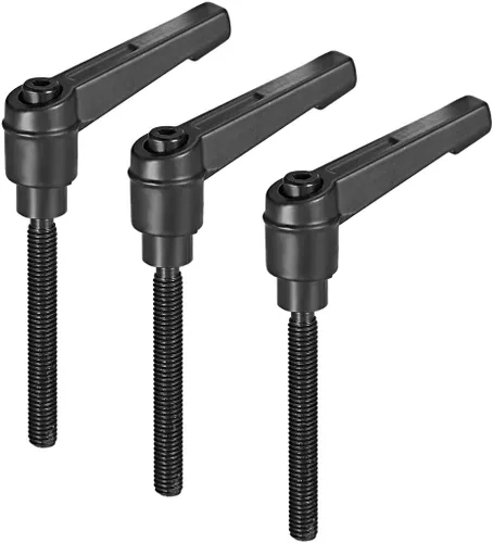 Vista 18 de uxcell M6 x 0.787 in Mango de palanca de sujeción ajustable Rosca Botón de trinquete macho roscado Perillas de bloqueo Tornillo giratorio Perno