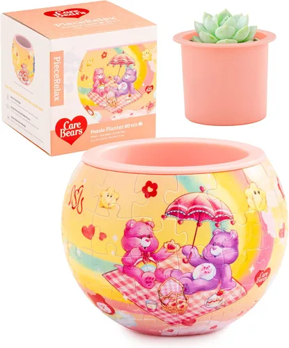 Vista 11 de Care Bears X PieceRelax - Maceta de rompecabezas 3D de 80 piezas, Bearadise, decoración del hogar para cactus de interior, macetas para suculentas